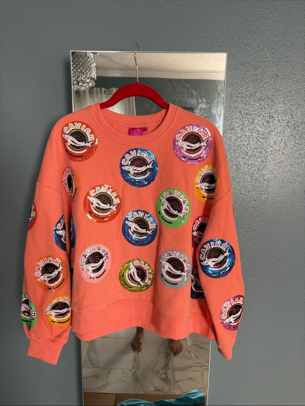 Embellished Coral Women’s Sweatshirt